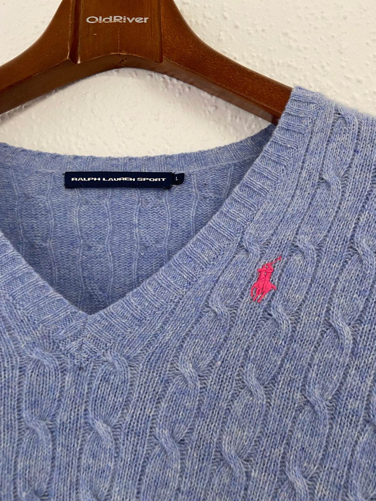 Pull torsadé bleu ciel Ralph Lauren sport taille L