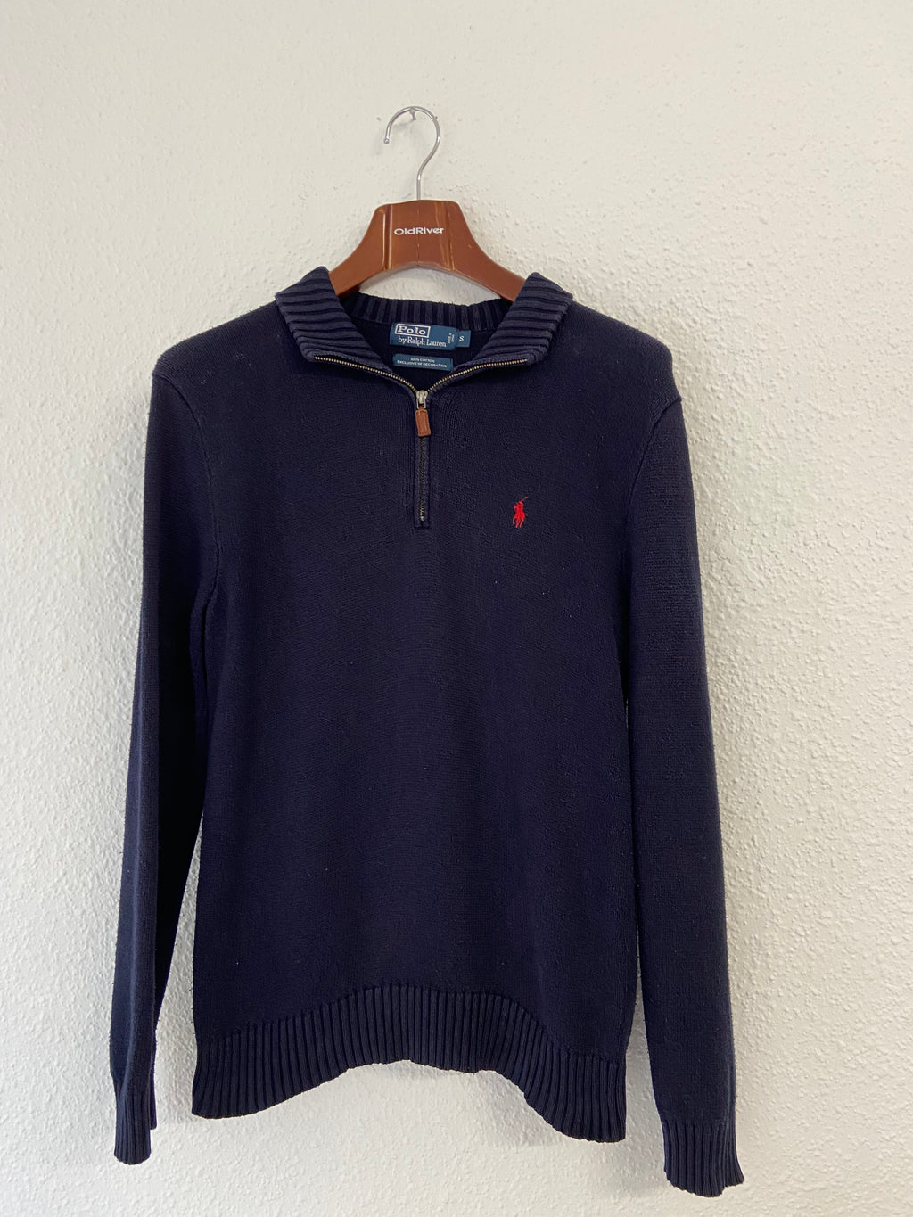 Pull bleu marine 1/4 Zip Ralph Lauren taille S