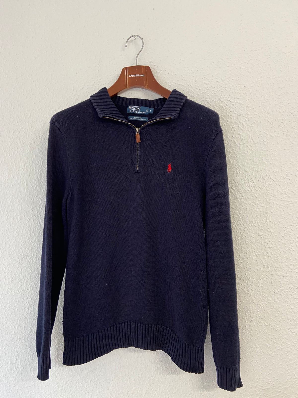 Pull bleu marine 1/4 Zip Ralph Lauren taille S