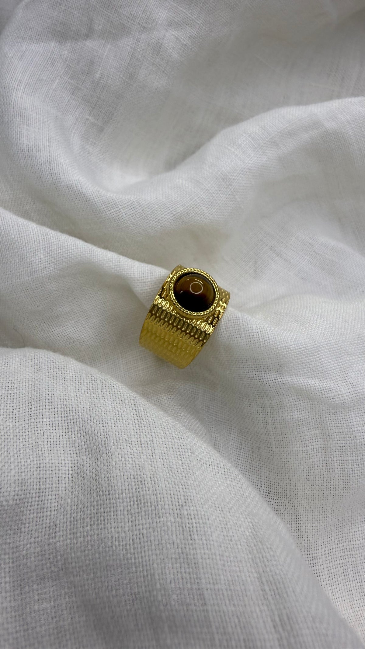 Bague large rond marron