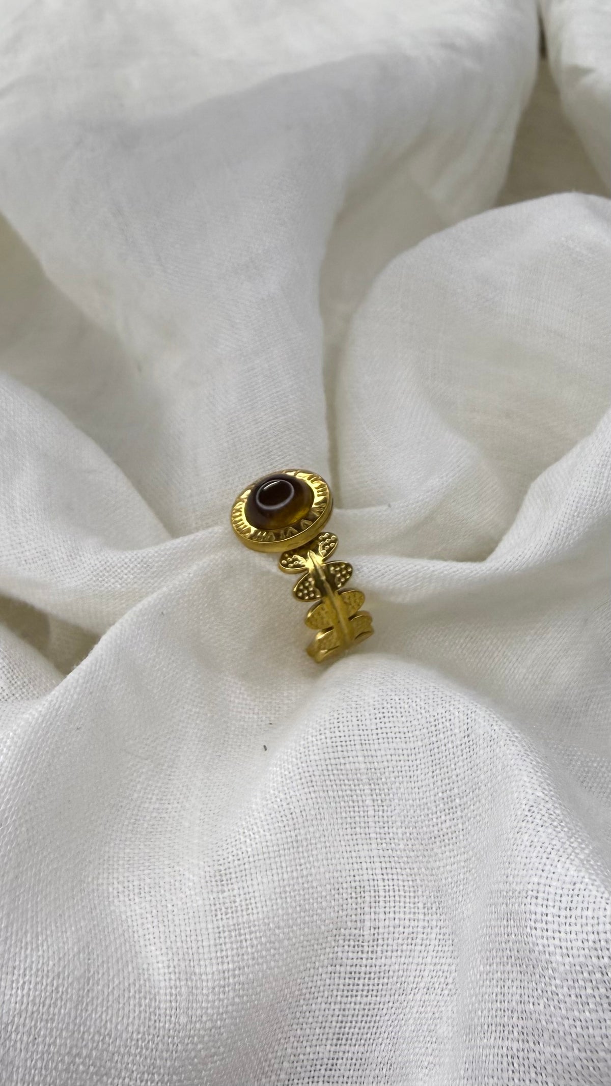 Bague perle marron