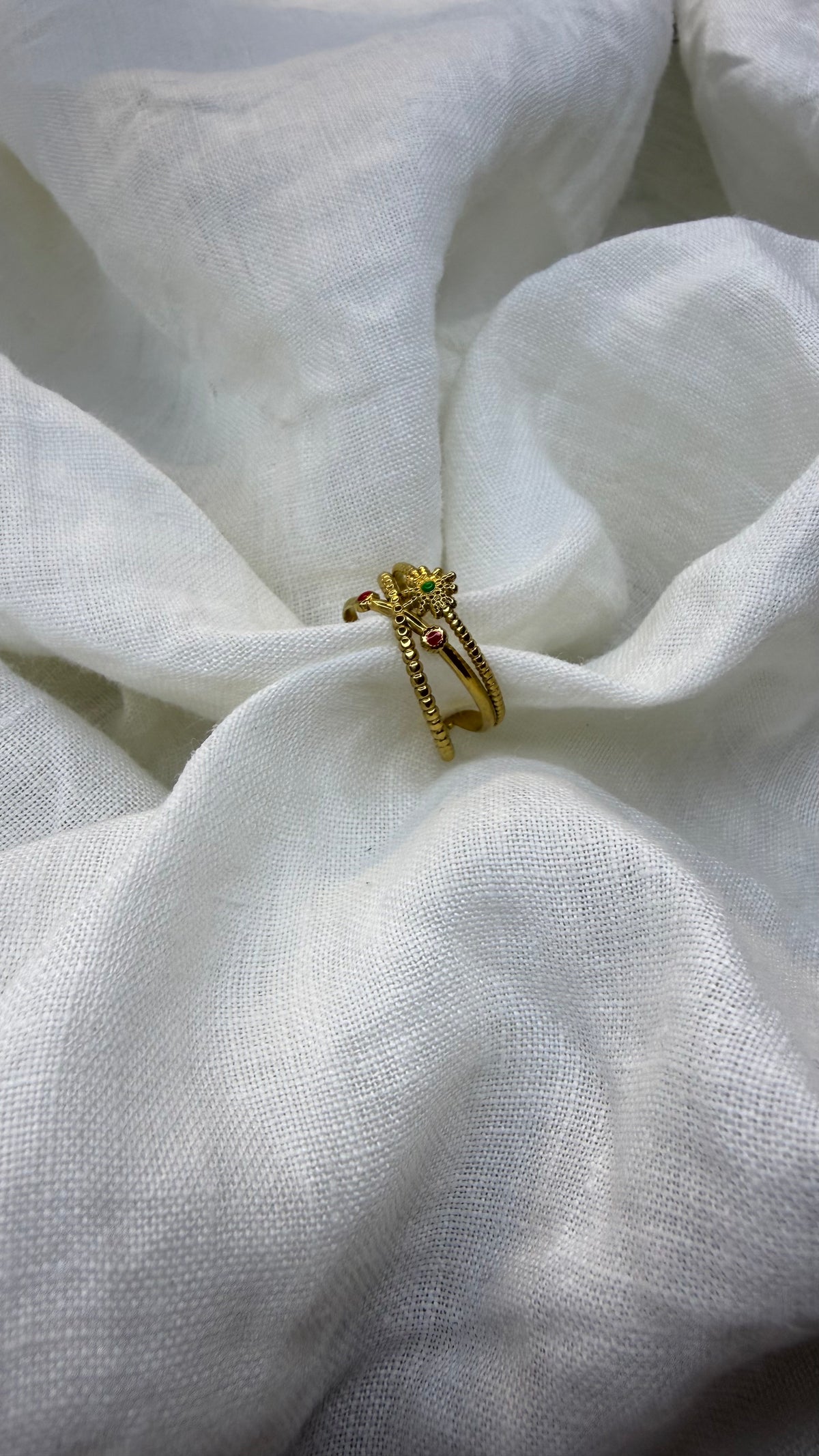Bague soleil rouge et vert