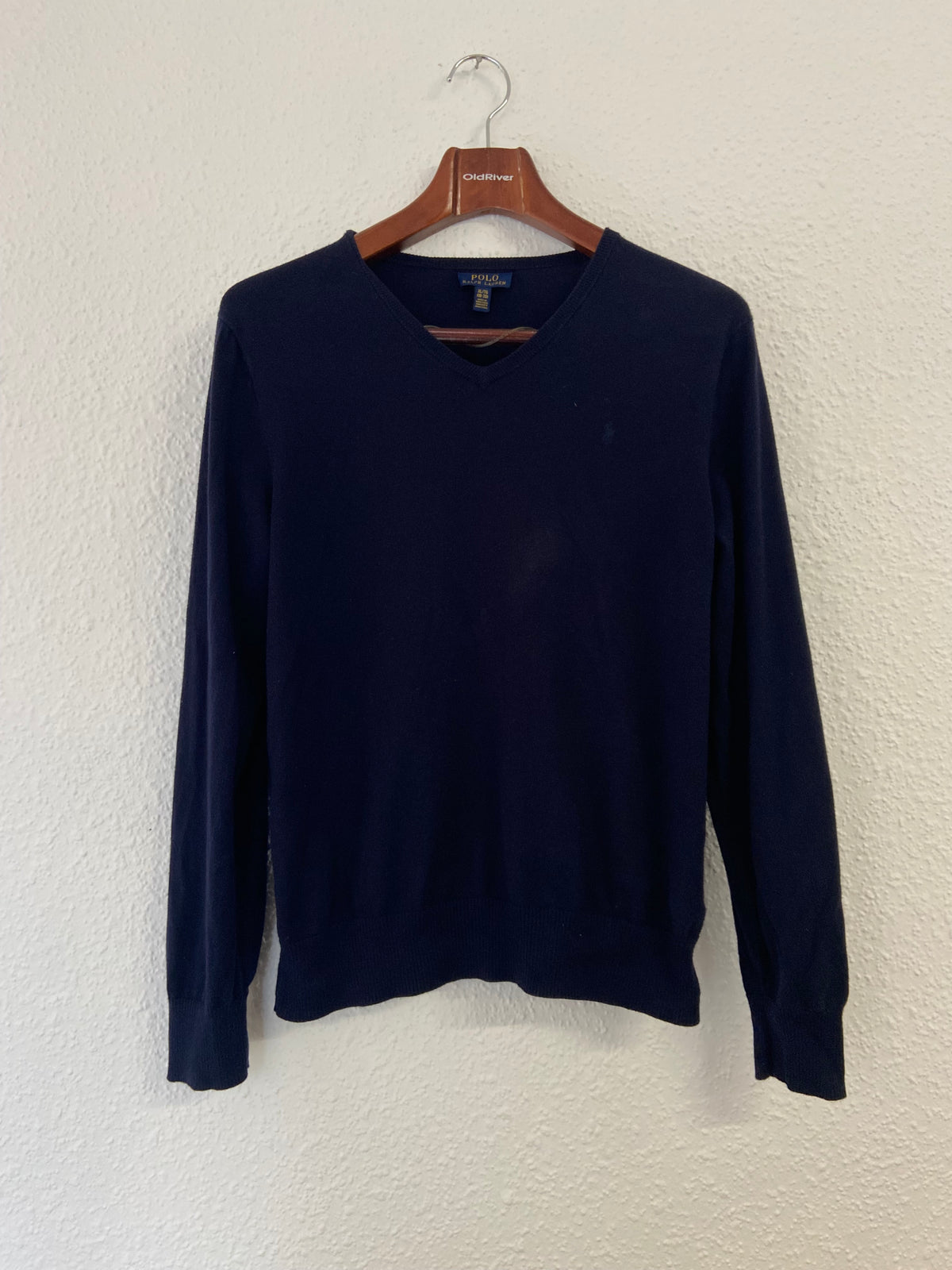 Pull bleu marine col V Ralph Lauren taille S