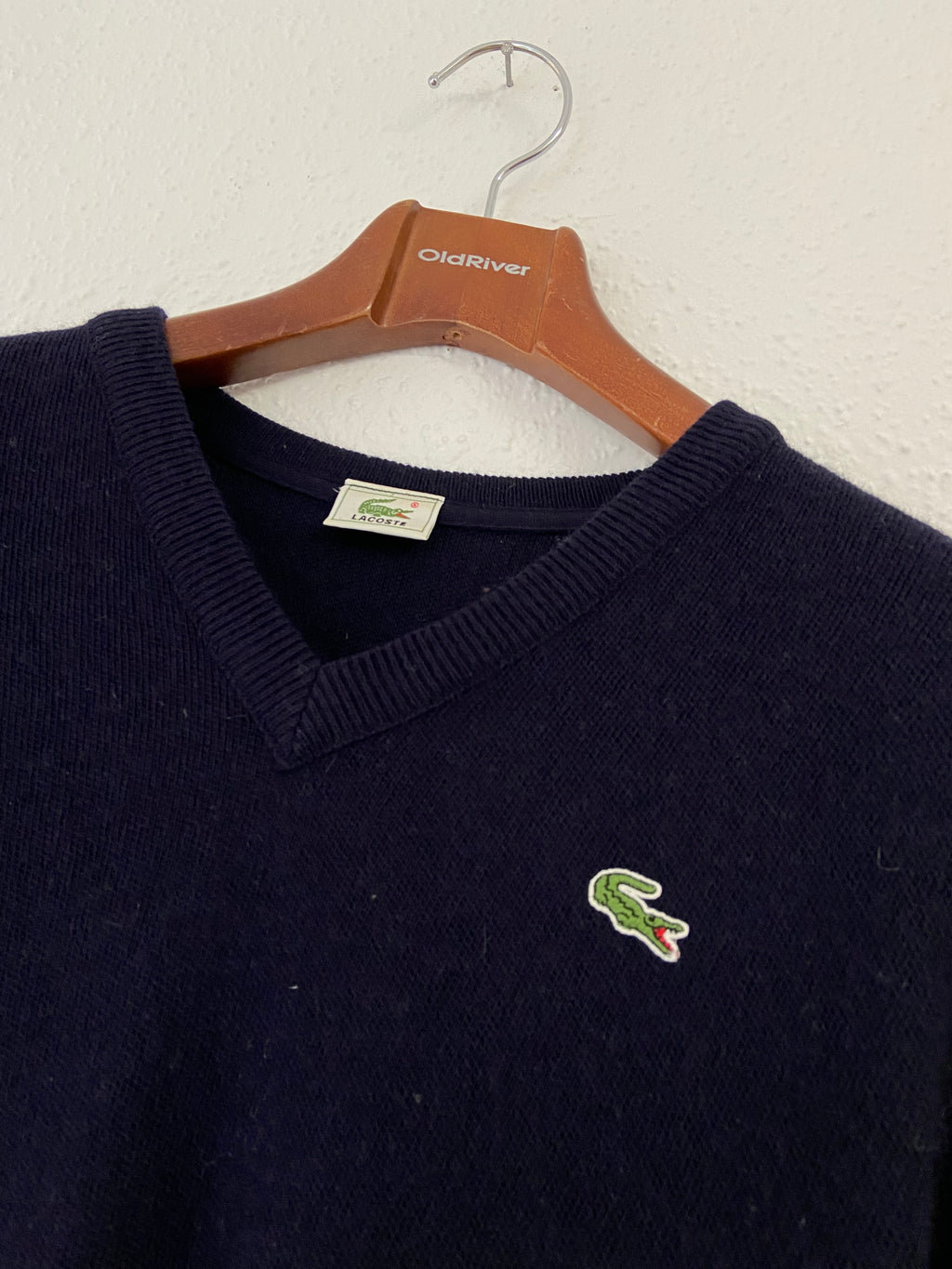 Pull bleu marine col V Lacoste taille XXL