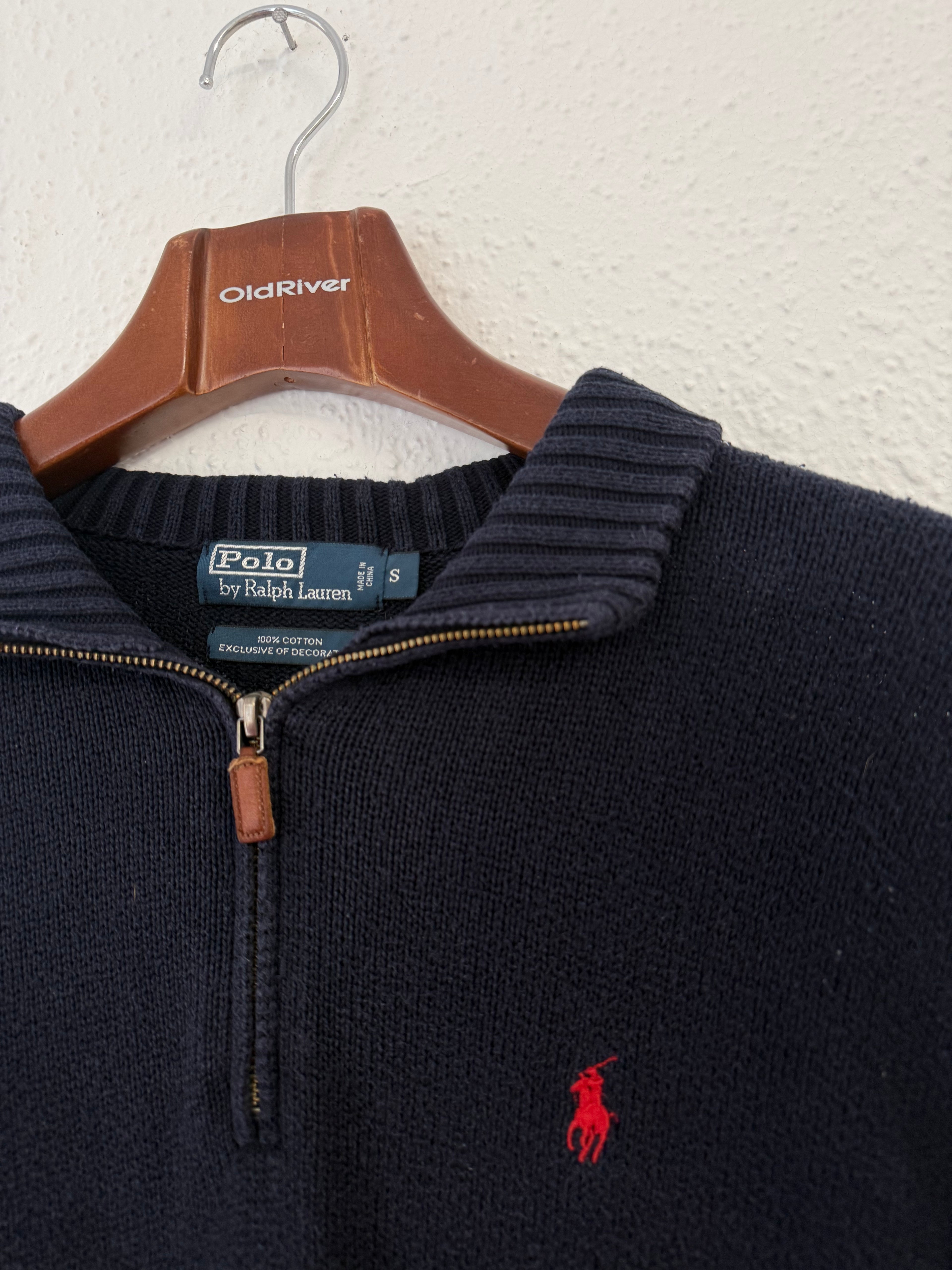Pull bleu marine 1/4 Zip Ralph Lauren taille S
